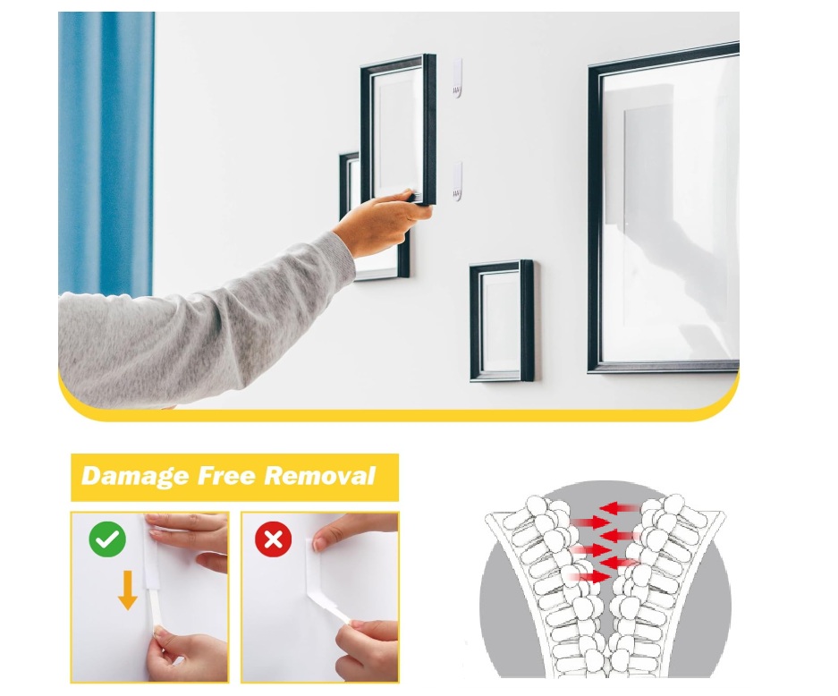 Picture Hanging Strip - Doppelt verriegelbare Bildaufhängestreifen, robuste Bildaufhänger für