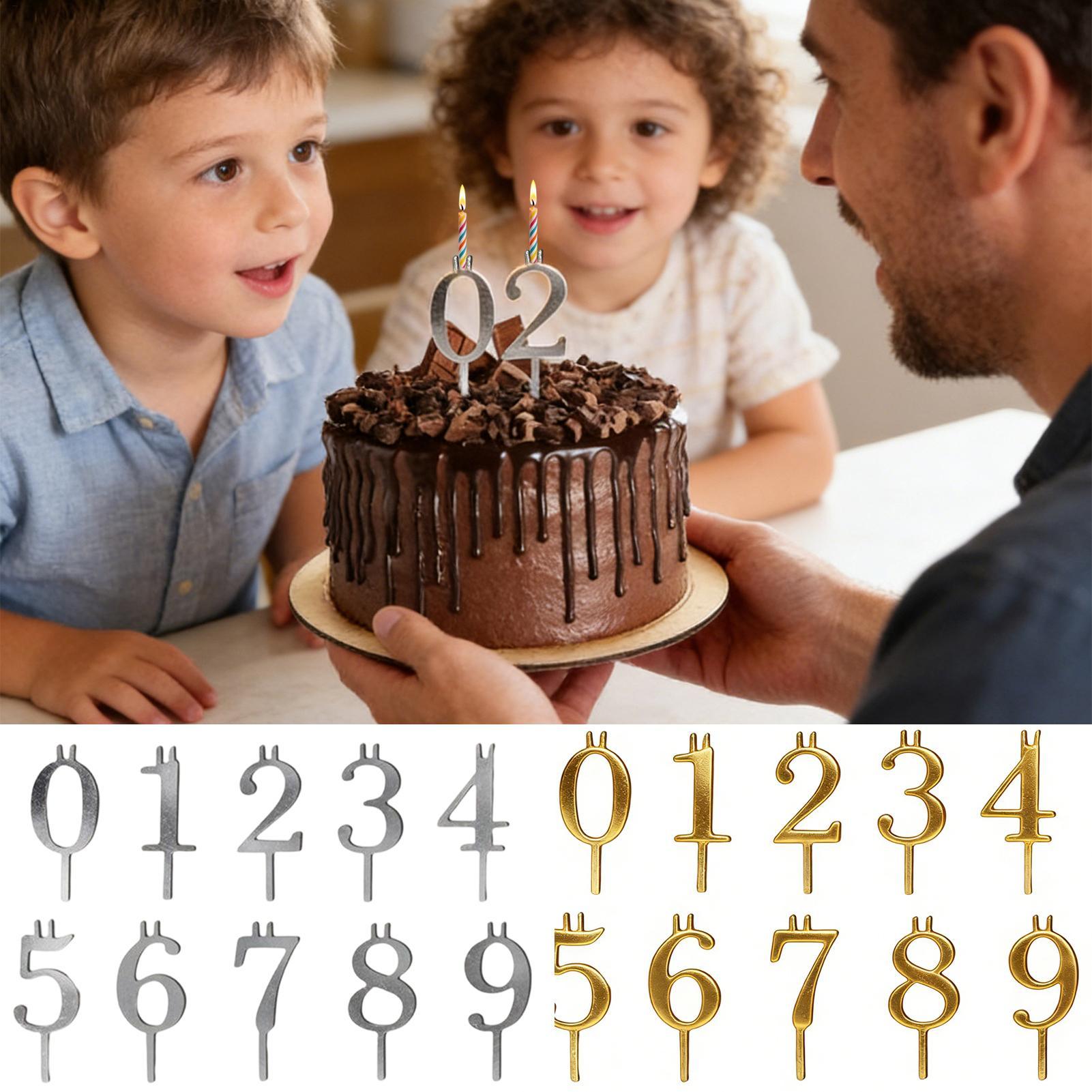 Home Improvement Supplies - 10 Stück 0-9 Zahlen-Kuchenaufsätze Metall-Zahlenkerzenhalter-Set Stabile